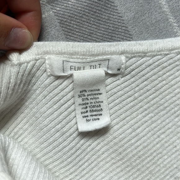 Ribbed white cropped tank top - Picture 2 of 2